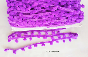 Purple Pom Pom Fringe Trim, Pompom Trimming, Tassels